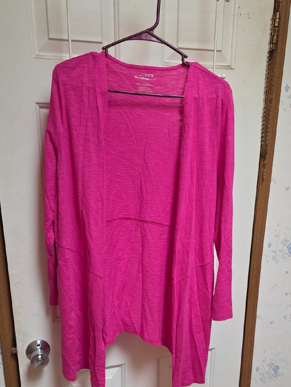 Chico's Fuchsia Open-Front Cardigan Ultimate Tee